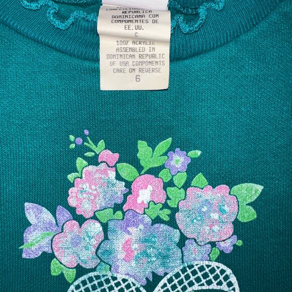 Vintage Girls long sleeve floral and bow print dress size 6  Andover Togs. - Picture 4 of 5